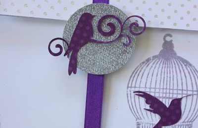 Faire-part baroque blanc, violet et argent