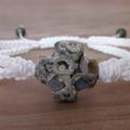 Bracelet macramé, croix de jaspe et perles d'unakite