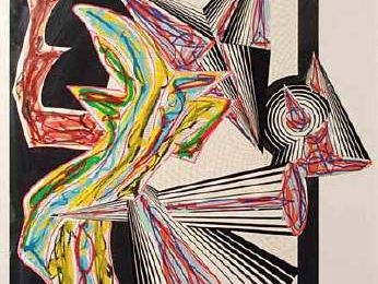 Frank STELLA (né en 1936 à Malden, Etats-Unis). THEN CAME DEATH AND TOOK THE BUTCHER, 1984