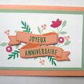 Carte : Anniversaire en bannière fleurie