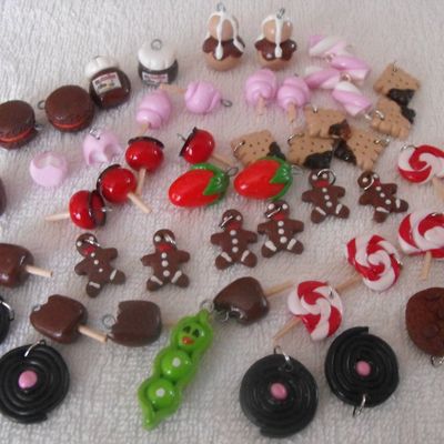 50 perles breloques gourmandes en fimo