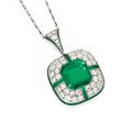 Platinum, Emerald and Diamond Pendant-Brooch and Chain, Marcus & Co. 