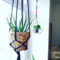 DIY d'avril : suspension macramé pelote de tissu recyclé