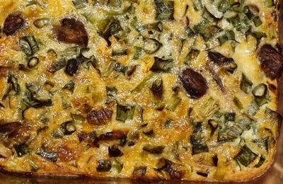 Clafouti poireaux, champignons et féta