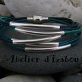 Camaïeu de bleus, ciel dont je rêve pour aujourd'hui avec ce bracelet multirangs tout cuir et ses longues perles en métal !