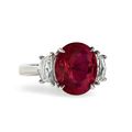 An exceptional 7.08 carats 'pigeon blood red' Mogok, Burma ruby and diamond ring