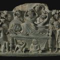 A grey schist relief depicting the Parinirvana of Buddha, Ancient region of Gandhara, Kushan period, 2nd century