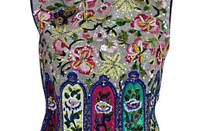Valentino. Hand Embroidered Beaded Silk Shell Top. Italy