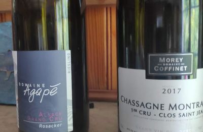 Domaine de l'Agapé : Riesling Grand Cru Rosacker 2014, Chassagne-Montrachet : Morey Coffinet: Clos Saint Jean 2017