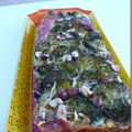 Terrine brocolis/jambon/champignons et noisettes