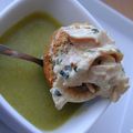 Soupe au brocolis et sa tartine poulet-curry