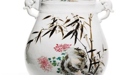 A large famille rose vase, fanghu, circa 1900