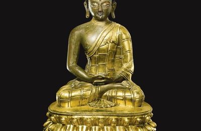 A Sino-Tibetan gilt-bronze figure of Buddha, Ming dynasty, 16th century