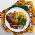 Aile de raie dorée au safran, semoule aux asperges 