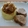 FILET MIGNON AUX OIGNONS CONFITS ET PUREE A L'HUILE D'OLIVES