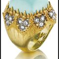 Buccellati turquoise and diamond ring in gold