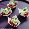 Verrines chèvre - courgette - tomate cerise - menthe