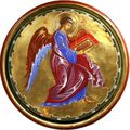 L'ANGE SYMBOLE DE L'EVANGELISTE MATTHIEU- A partir d'une miniature de l'Evangéliaire de Khitrovo - Moscou-