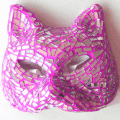 MASQUE DE CHAT en mosaïque de miroirs.