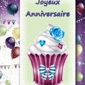 Carte animée ¨Joyeux anniversaire¨ gâteau ballons