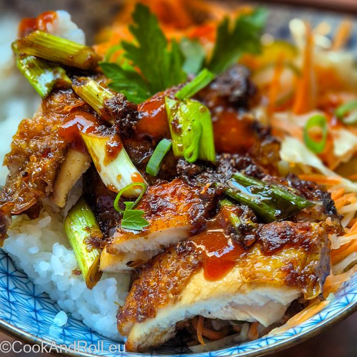 Poulet grillé gingembre ail miel