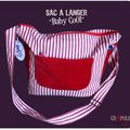 Sac à LangEr "Baby CoOl" à rayures rouge et blanche - poches velours - bandoulière réglable 