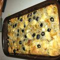 Clafoutis de courgettes au chèvre et olives noires