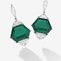 Fine Pair of Emerald and Diamond Pendent Earrings