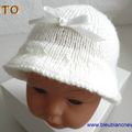 tuto tricot bebe, chapeau bb fille, layette laine, explications detaillee