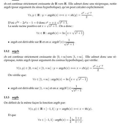 A propos des réciproques des fct trigo hyperboliques