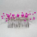 Peigne mariage perles fuchsia