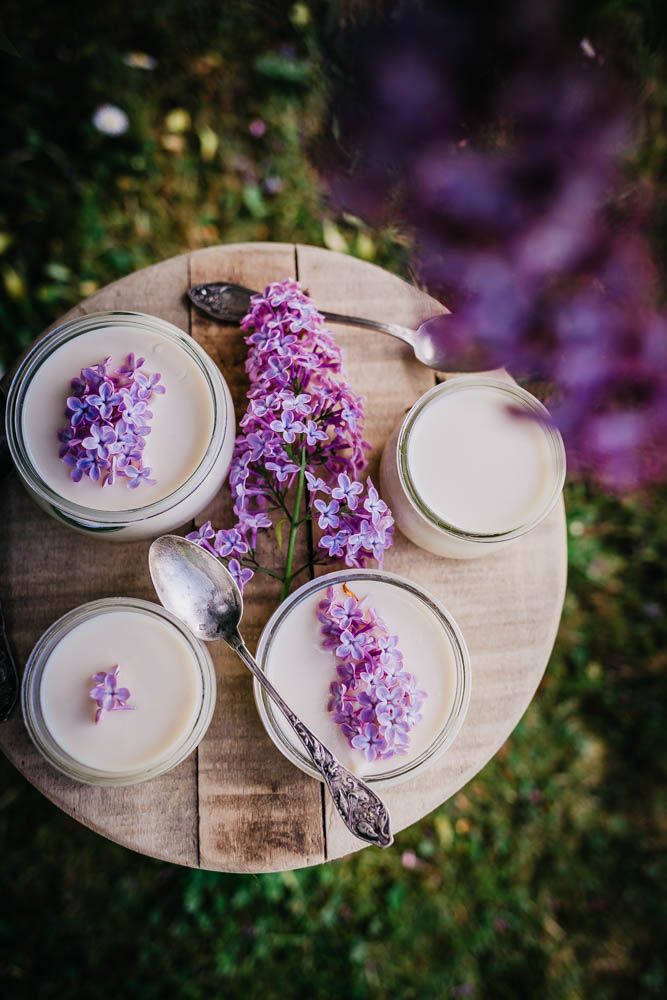 panna cotta, lilas, infusion, facile, recette printemps, crème, laitages, dessert floral, petites crèmes dessert