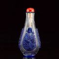 An unusual blue overlay glass snuff bottle, late Qing dynasty