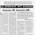 "Cliquetis" in "Alexandre" (nouvelle série) n°62, avril 2000.