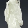 A finely carved white jade figure of an immortal, Qianlong period (1736-1795)