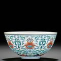 A fine doucai floral bowl, Daoguang six-character seal mark and of the period (1821-1850)