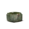 A green jade cong, Neolithic period, Liangzhu culture (3300–2300 BC)