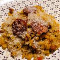 Risotto de blé au chorizo et champignons