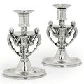 'The Child Nymph Candlesticks' - A Pair of Edward VIII Silver Candlesticks. Mark of Omar Ramsden, London, 1936