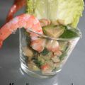 VERRINE DE CREVETTES AVOCAT ET POUSSES D'EPINARDS