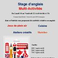 Stage d'anglais Multi-activités : du 18 au 22 avril 2016