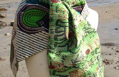 Foulard en soie indienne et tissu africain ou wax : Modèle Goa