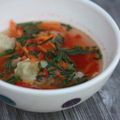 Ravioles poêlées en bouillon et ses carottes et poivrons