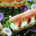 Eclairs fraise-chantilly pistache