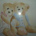 Une grande aquarelle pour ce couple de nounours!