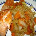 Wok de légumes et saumon grillé au sésame