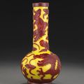 A yellow and red overlay glass bottle vase, 18th-19th century
