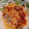 Linguines aux boulettes d'agneau.