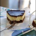 Cheesecake au chocolat blanc ... parfumé à la banane, cacao amer & rhum ambré