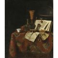 Pseudo-Roestraeten (ACTIVE CIRCA 1675 - 1725), A Vanitas Still Life of a Goblet, a Wine Vessel, a Yixing Stoneware Teapot, Books